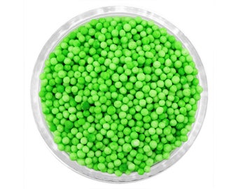Lime Green Non-Pareils - tiny pretty bright green sprinkles for decorating cupcakes, cakes, cakepops, cookies, and ice cream