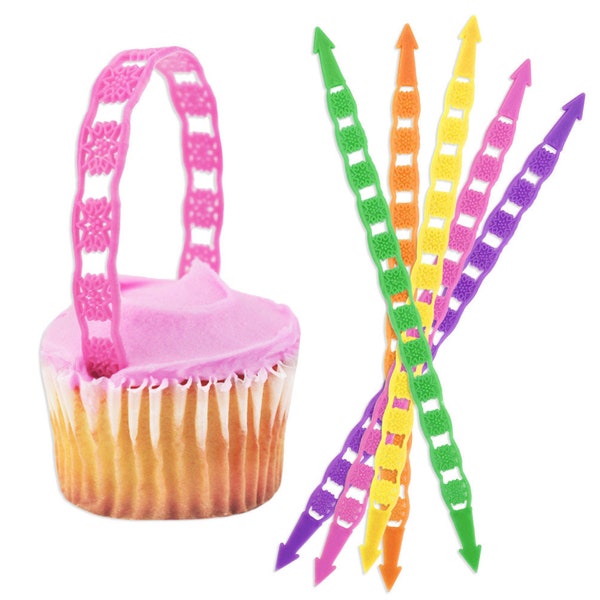 Filigree Easter Basket Handles - Colorful cute filigree Easter basket handles for topping cupcakes.