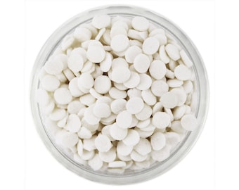 White Mini Confetti Dot Sprinkles - pretty bright white polka dot sprinkles for decorating cupcakes, cakes, cookies