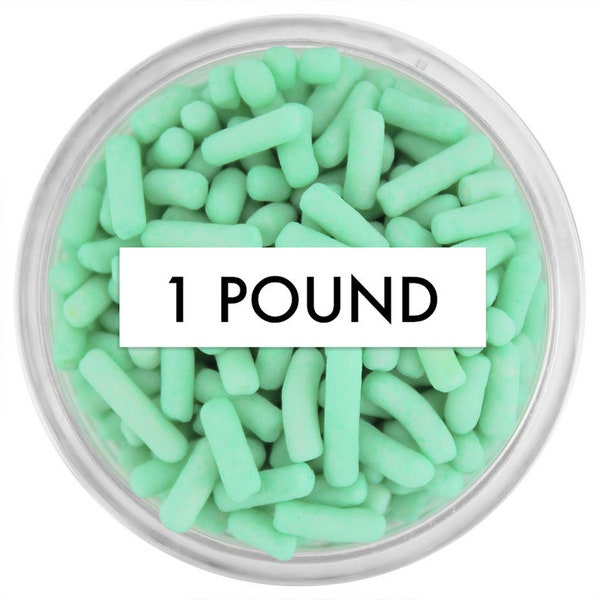 Mint Green Jimmies - 1 Pound - pretty mint green sprinkles for decorating cupcakes, cakes, cakepops, cookies, and ice cream