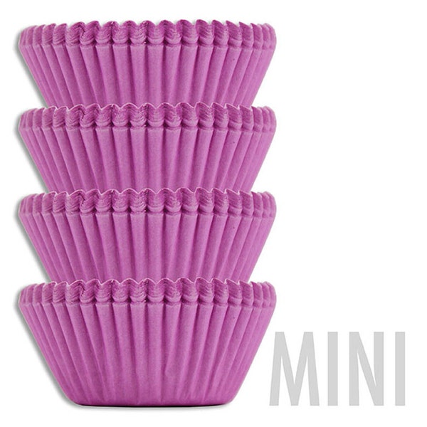 Mini Solid Lavender Baking Cups - 50 solid purple mini paper cupcake liners