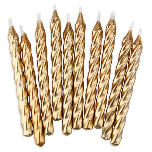 Gold Twist Birthday Candles 10 Metallic Golden Birthday Cake Etsy