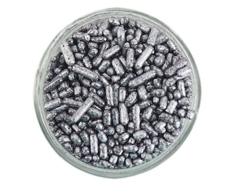 Pearly Silver Jimmies - metallic silver sprinkles for decorating cupcakes, cakes, cakepops, cookies, and ice cream