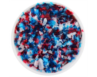 Patriotic Edible Glitter Flakes - sparkly red, white, and blue glittery sprinkles for cakes, cupcakes, and cookies