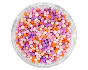 Awesome Amy Non-Pareils Blend - mix of lavender, pink, pearly pink, purple, orange, and white sprinkles for cakes, cookies and cupcakes