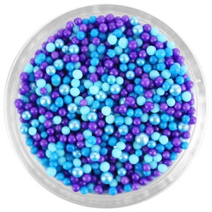 Blue Lagoon Non-Pareils Blend - purple, blue and pearly blue sprinkle blend for cakes, cookies and cupcakes