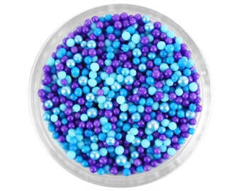 Blue Lagoon Non-Pareils Blend - purple, blue and pearly blue sprinkle blend for cakes, cookies and cupcakes