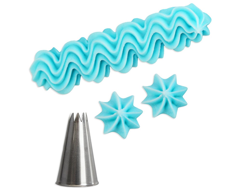 Set 3 Punte Per Glassa Grandi 1M, 2D, 2F - Bocchette In Acciaio Inox Per Decorare Torte E Cupcake, A Stella E Petalo - 3