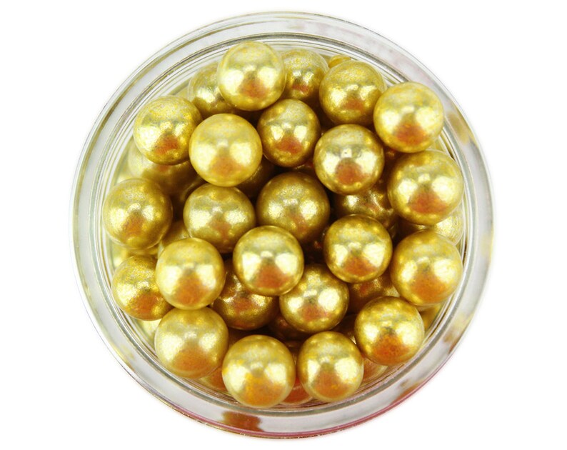 Gold Dragees 6mm 1oz Shiny Metallic Gold Sugar Pearls Etsy