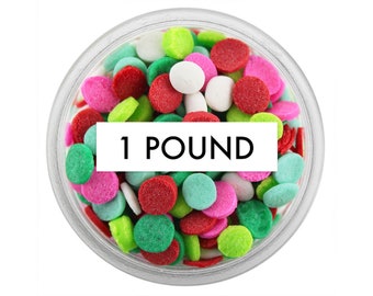 Merry & Bright Confetti Dot Sprinkles 1 LB - pretty bright holiday polka dot sprinkles for decorating cupcakes, cakes, cookies