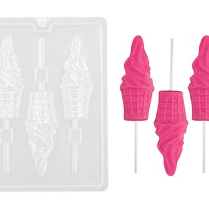 Soft Serve Ice Cream Cones Lollipop Chocolate Mold - A sweet soft serve ice cream cones lollipop mold for use with candy melts & chocolate!