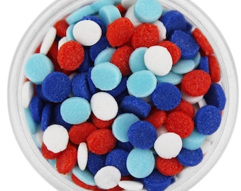 Patriotic Confetti Dot Sprinkles, Cake Decoration, Round Edible Topping, Sprinkle Mix