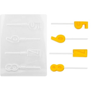 5 6 7 8 Lollipop Chocolate Mold - A fun 5, 6, 7, and 8 letter lollipop mold for use with candy melts, chocolate and even soap making!