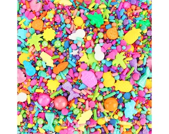 Bright Rainbow Sprinkle Surprise Sprinkle Blend - fun blend of our rainbow jimmies, non-pareils, dots, sugar pearls, candy beads and shapes