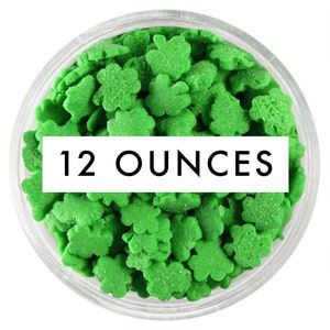 Green Shamrock Sprinkles 12 OZ - Little green shamrocks to sprinkle on your festive sweet treats.