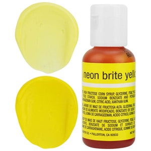 Colorante alimentario en gel amarillo neón - Chefmaster - Colorante alimentario amarillo neón, colorante amarillo, glaseado amarillo, glaseado amarillo, pastel de galletas