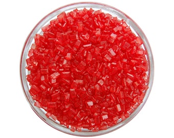 Red Chunky Sugar - bright red sugar crystals sprinkles for decorating cupcakes, cakes, cakepops, and cookies