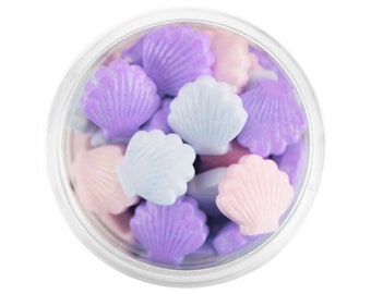 Seashell Candy Sprinkles - blue, pink and purple seashell candy, shell sprinkles for cakes, cookies and cupcakes