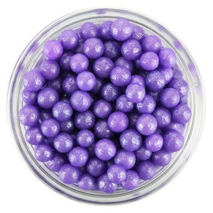 Pearly Purple Sugar Pearls - edible shimmer bright lavender sugar pearl sprinkles