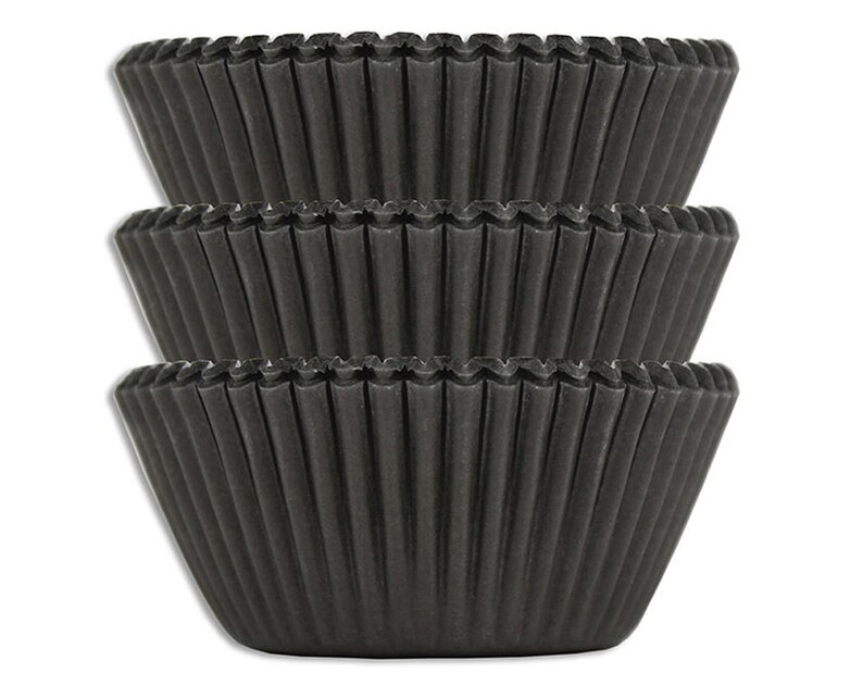 Gunmetal Black Baking Cups 45 solid black paper cupcake liners