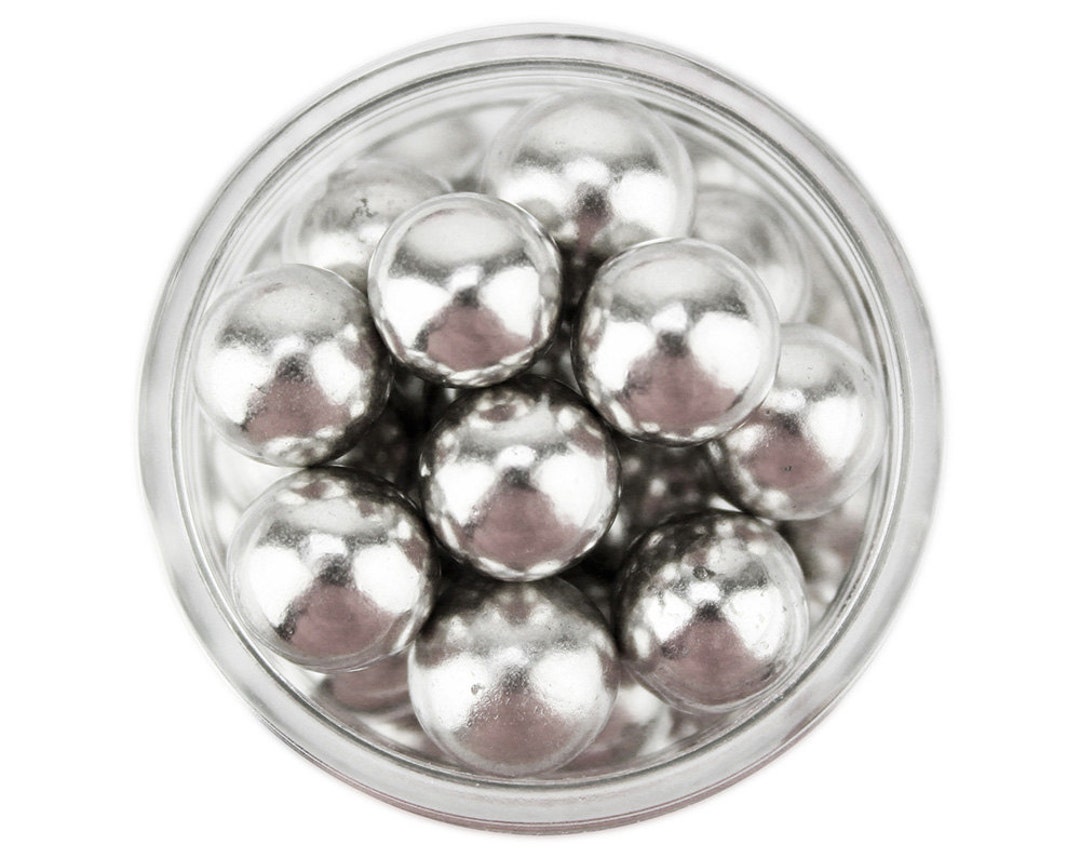 Silver Dragees 10mm 1oz Shiny Metallic Silver Sugar Pearls Sprinkles