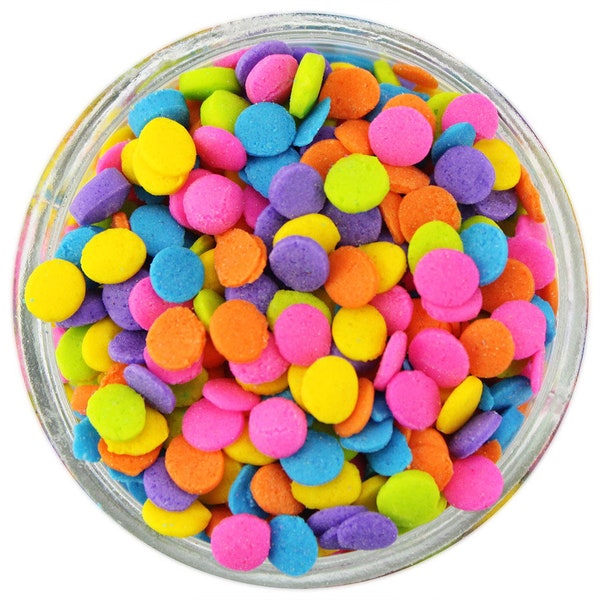 Bright Neon Confetti Dot Sprinkles - Teeny tiny polka dots in bright neon colors to sprinkle on your cupcakes, sundaes, and sweet goodies!