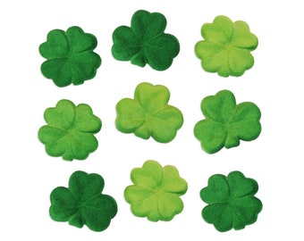 Shamrock Assortment Sugars - green edible four leaf clover sugars, green shamrock cake topper