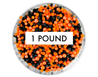 Trick or Treat Non-Pareils Blend 1 LB - Our Trick or Treat blend is a mix of classic tiny non-pareils in orange, pearly orange, & black.