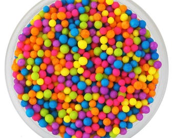 Neon Rainbow Nonpareils Blend, Round Cake Decoration, Tiny Edible Sprinkles
