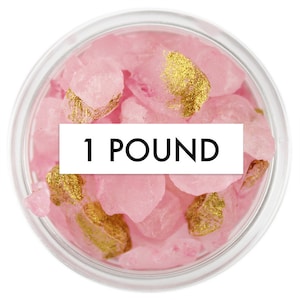 Rose Quartz Gem Sugar 1 Pound - light pink rock sugar with flecks of edible gold, Edible gems, sugar gems, sugar rocks