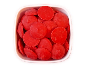 Red Candy Melts 1 LB - bright red melting chocolate wafers for cakepops or chocolate making