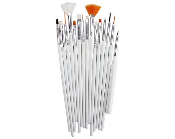 Decorating Paint Brush Set- 15 fine paintbrushes, decorators set, white  fine tip paintbrushes, for decorating cakes and cookies