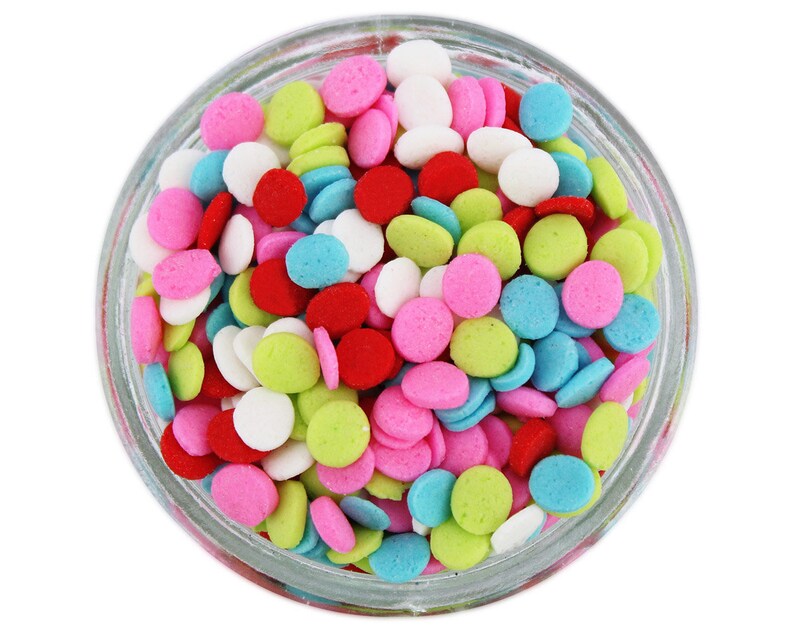 Lollipop Sequin Sprinkles pretty bright polka dot sprinkles for decorating cupcakes, cakes, cakepops, cookies, and ice cream image 1