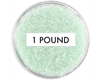 Soft Green Sanding Sugar 1 LB - pastel mint green fine sugar for decorating cupcakes, cakes, cakepops, and cookies.