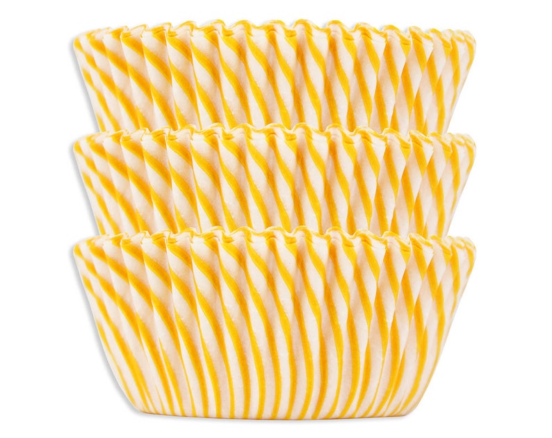 Yellow Candy Stripe Baking Cups yellow striped cupcake | Etsy