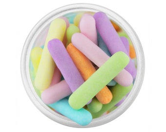 Pastel Rainbow Matte Rod Sprinkles - blend of light rainbow rod sprinkles for decorating pretty cakes, cupcakes, cookies, and treats!