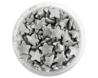 Metallic Silver Star Sprinkles - metallic silver star sprinkles for decorating cupcakes, cakes, cake pops, cookies, and ice cream