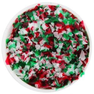 Christmas Edible Glitter Flakes - sparkly red, white, and green glittery sprinkles for cakes, cupcakes, and cookies