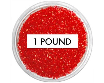 Red Sanding Sugar 1 LB - red fine sugar for decorating cupcakes, cakes, cakepops, and cookies.