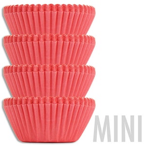 Mini tinta rosa bicarbonato tazze salmone - 50 fodere di cupcake mini carta corallo
