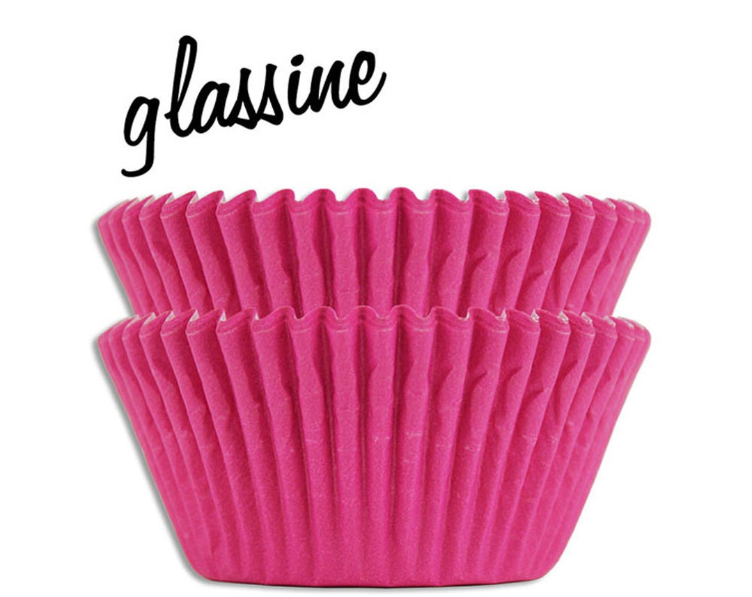 Pink Glassine Baking Cups 100 Bright Hot Pink Paper Cupcake Etsy
