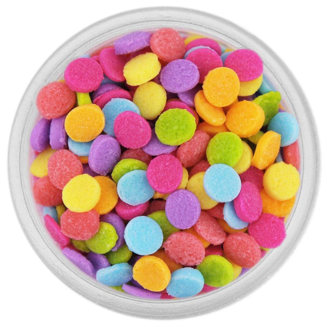 Toping Springkel Tropical Rainbow Confetti Dot Sprinkles, Cake Decorations, Round Edible ...