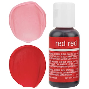 May include: A small bottle of red food coloring with a white cap. The bottle is labeled "red red" and contains 0.70 oz (20g) of food coloring.
