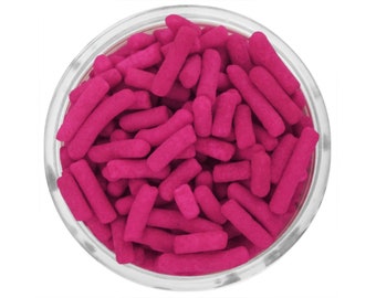 Raspberry Jimmies - Classic jimmies sprinkles in pretty raspberry have a soft texture and are perfect for all your sweet treats.