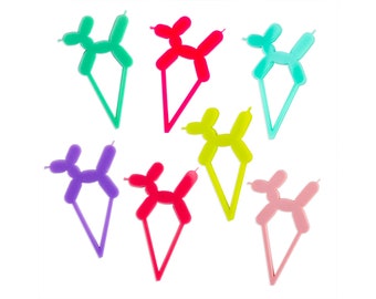 Balloon Dog Acrylic Picks - Colorful fun balloon dog picks for topping cupcakes and cakes.