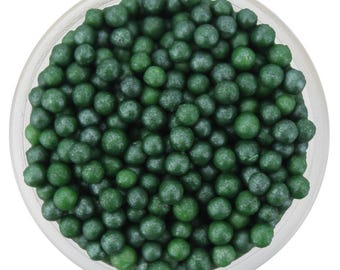 Pine Green Jumbo Nonpareils, Round Cake Decoration, Tiny Edible Sprinkles