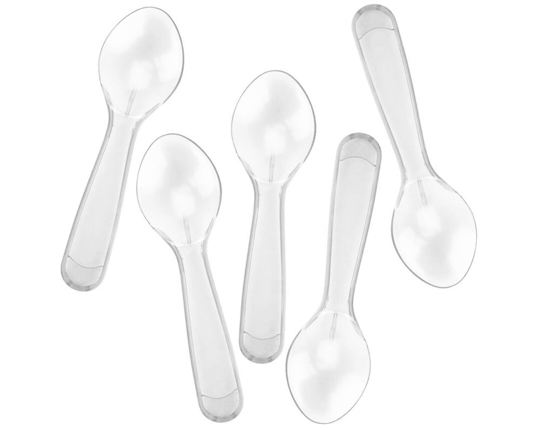 Mini Crystal Clear Ice Cream Taster Spoons Tiny Translucent Etsy