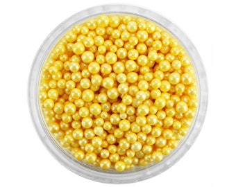 Pearly Yellow Nonpareils - tiny pretty yellow pearl sprinkles for decorating cupcakes, cakes, cakepops, cookies, and ice cream