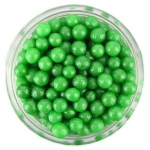 Pearly Green Sugar Pearls - edible shimmer bright green sugar pearl sprinkles