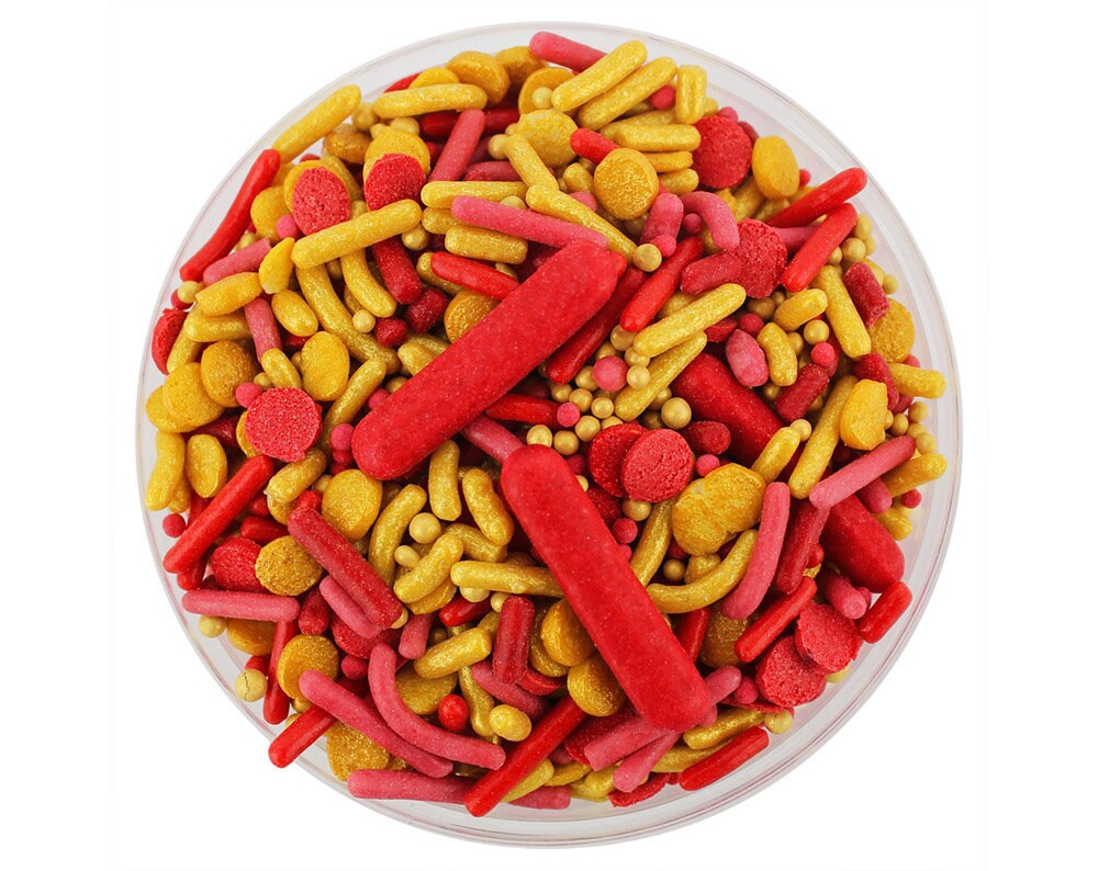 Red Rondo Sprinkle Red & Gold Team Spirit Sprinkle Blend - Red and Gold Blend of Jimmies ...